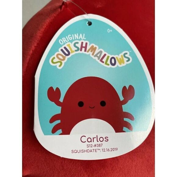 Squishmallows CARLOS The CRAB 12" Plush Soft Kellytoy Red 2019 NWT - Picture 3 of 6